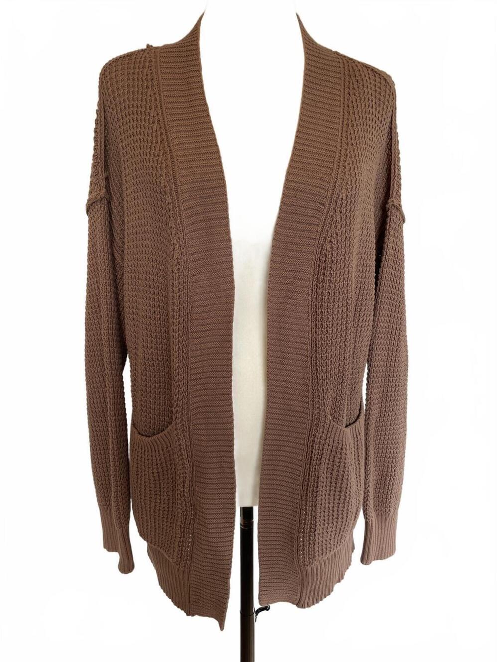 Universal Thread Women's Brown Chunky Knit Cotton Cardigan Small Boho Cozy